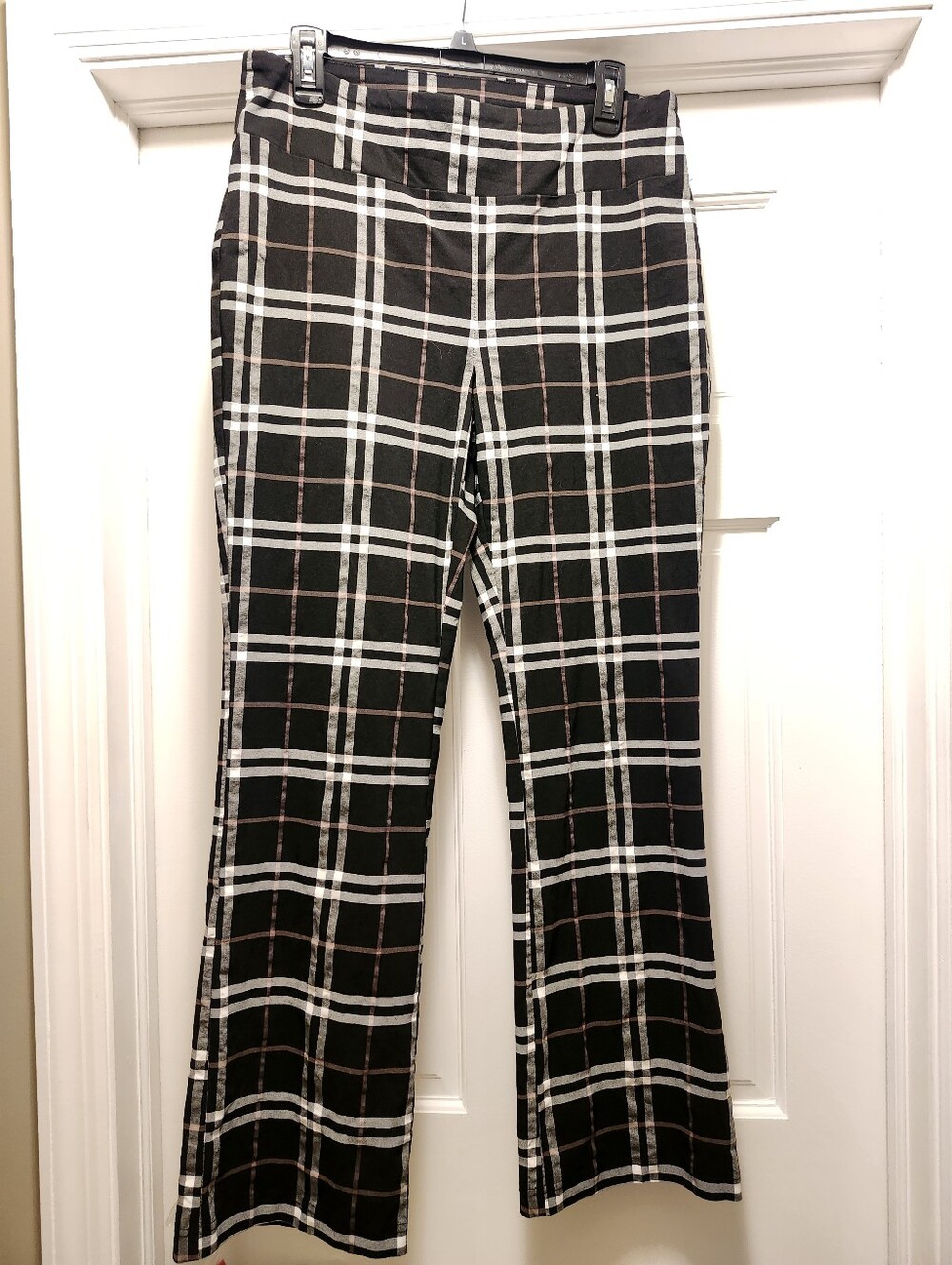 Soho Black Plaid Bootcut Stretchy Pants